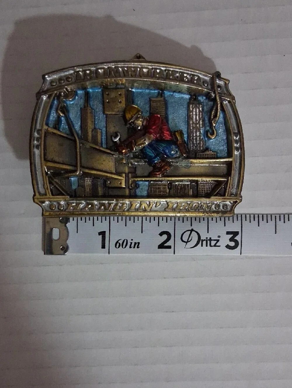 Vintage 1986 The Great American Buckle Co Ironworker Belt Buckle Made In USA